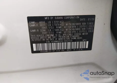 2020 Subaru Ascent Touring from USA, damaged, VIN 4S4WMARD8L3452139